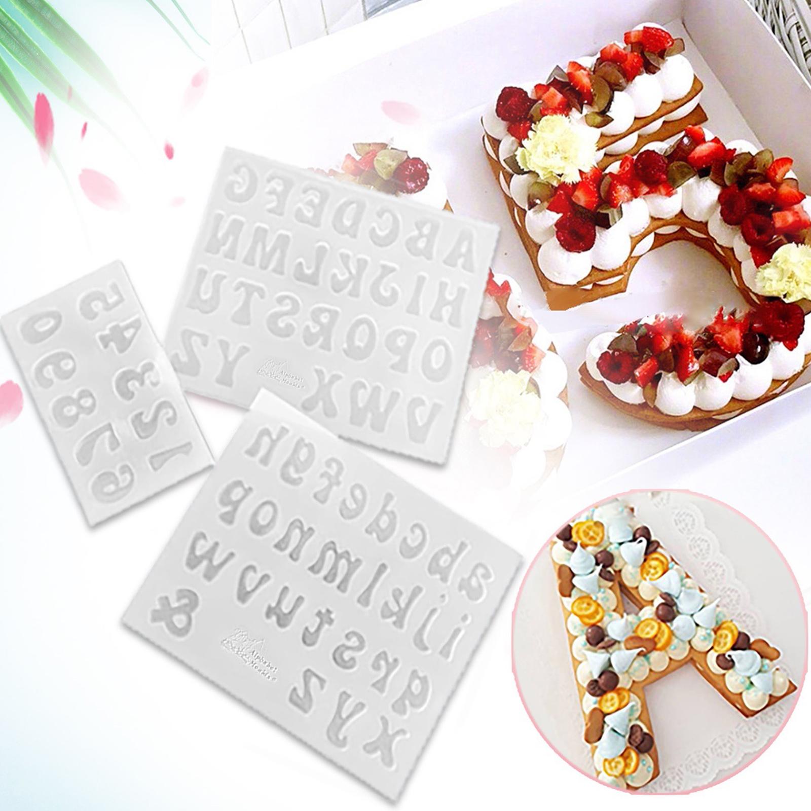 Alphabet and Number Mold Set 3 Pieces Silicone Flexible Letter and Number Stamps for Baking Crafting and DIY Projects One Size
