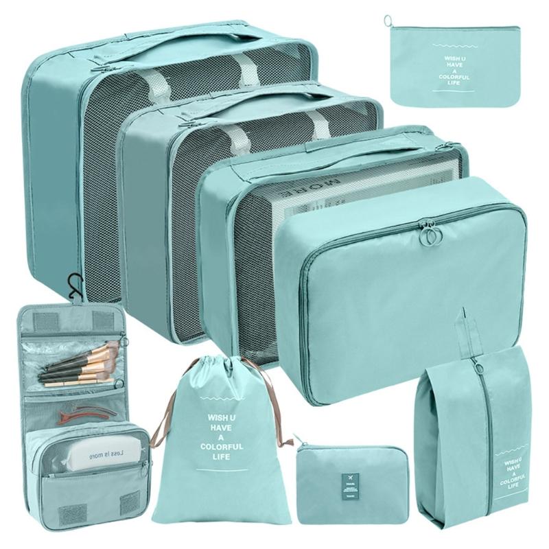 9pcs Travel Storage Bag Set Portable Luggage Organizer for Shoes Packing Clothes Tidy Organizer Wardrobe Suitcase Pouch 1990₽
