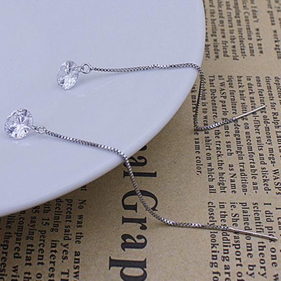 1 Pair Dangler Round Cubic Zirconia Anti-Corrosion Cubic Zirconia Silver Plated Earrings for Women