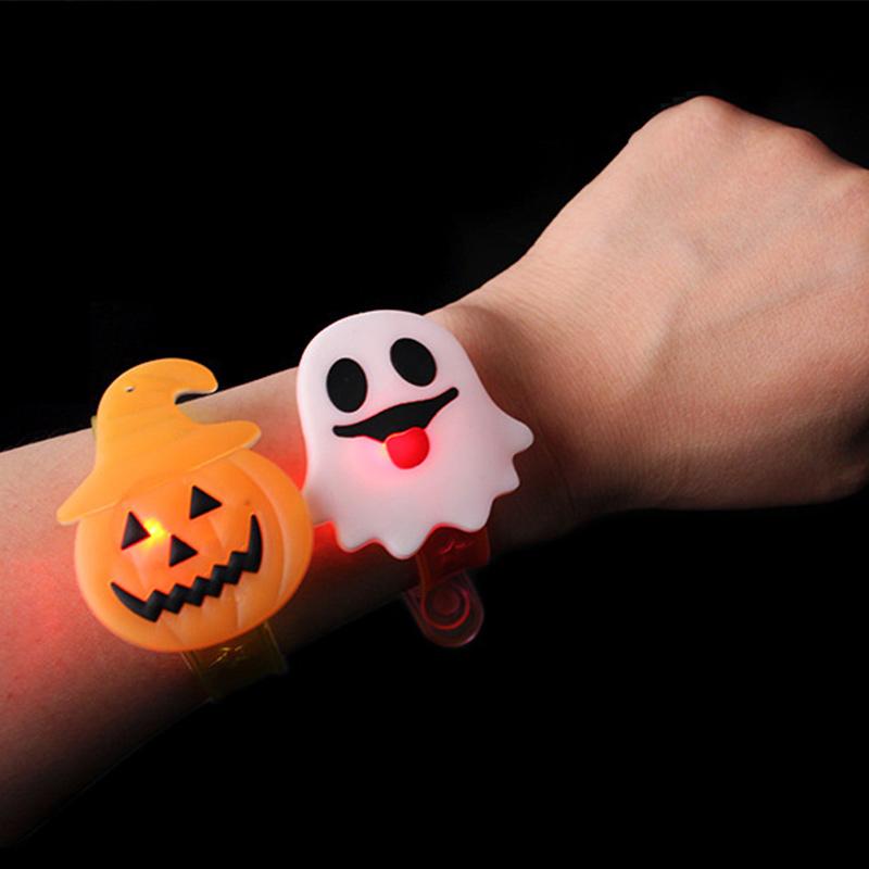 10/50Pcs Glowing Pumpkin Ghost Bracelet Rings Kids Night Toys Halloween Party Favor Kids Gifts Festival Carnival Giveaways