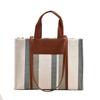 Canvas bag female tote bag large capacity spring and summer new versatile contrasting color shoulder class commuter bag