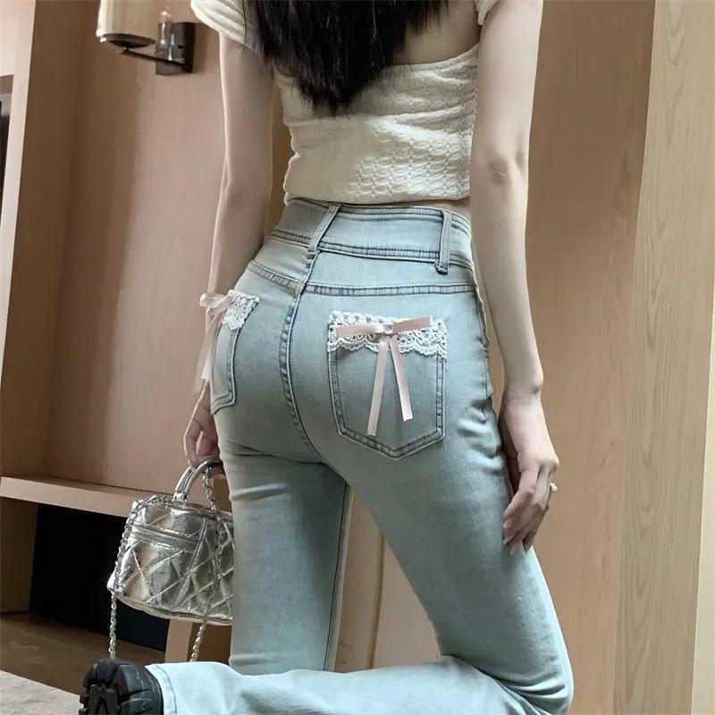 Women s High Waist Denim Pants Flared Bootcut Stretchy Casual Long Trousers XS