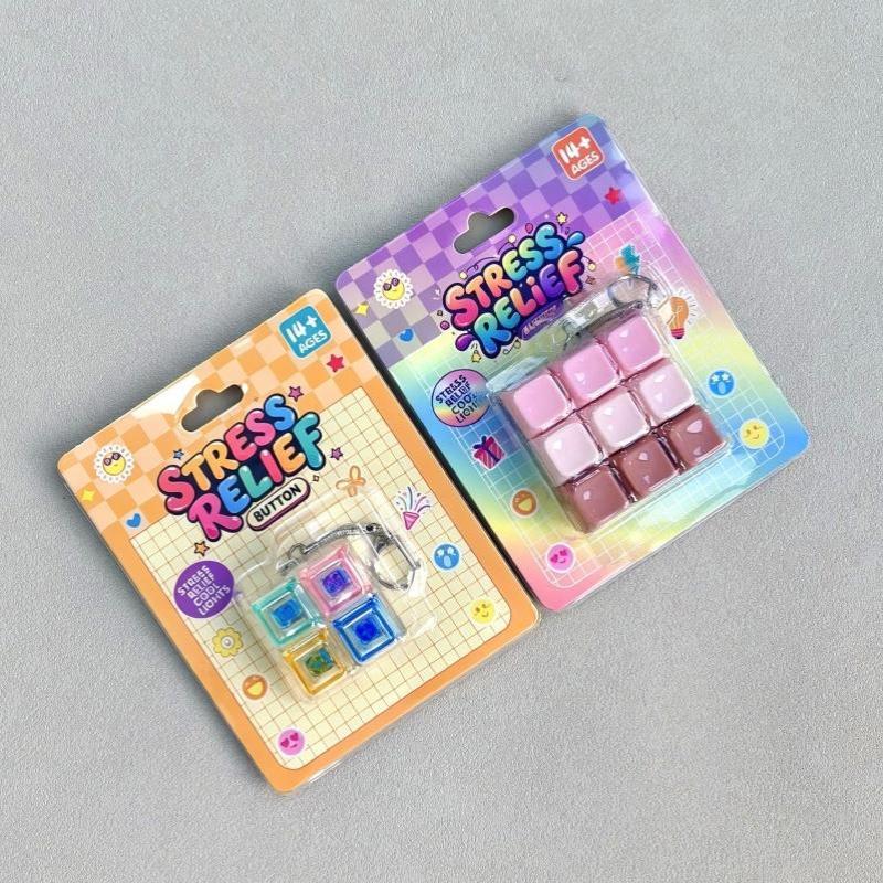 1Pcs Stress Relief Keyboard Keychain 3/4/9 Grids Creative Square Plastic Pendant Without Light Children'S Day Gift