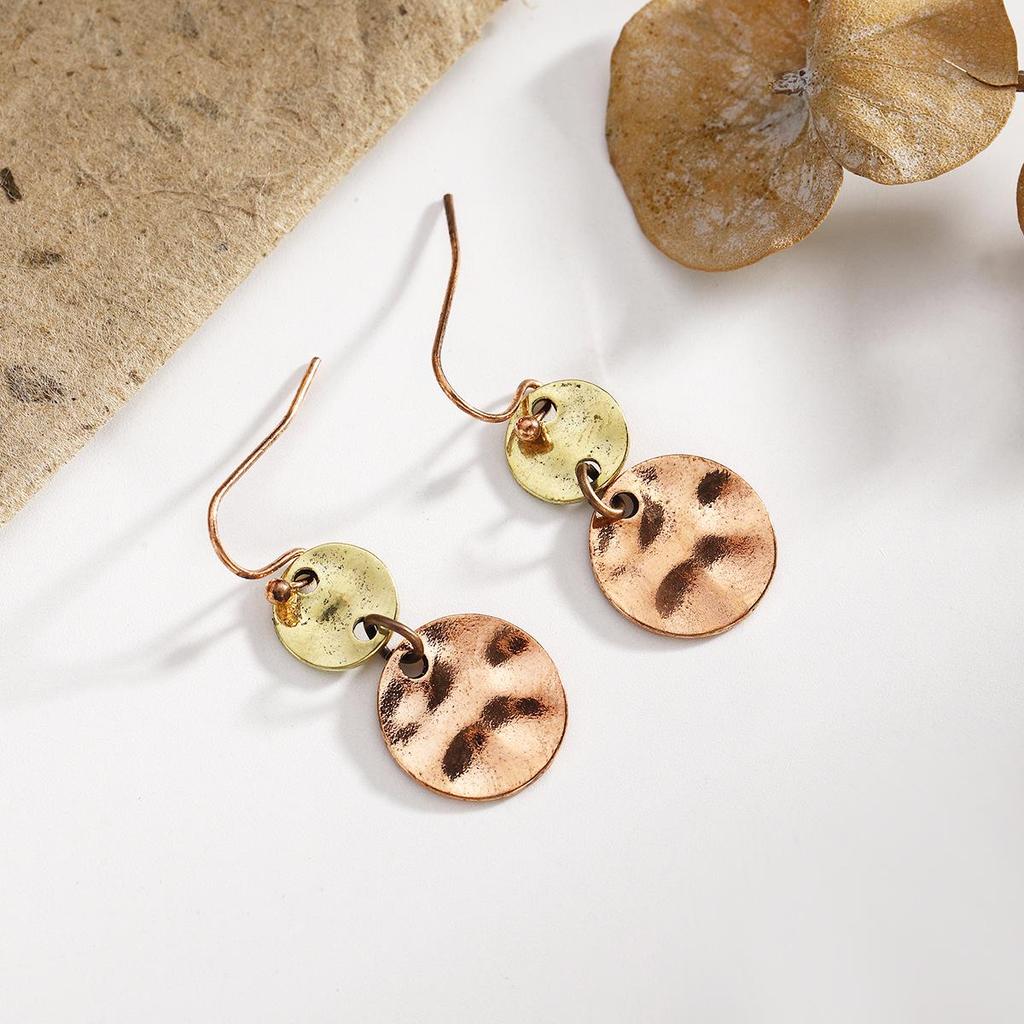 European Bohemian Dual-Tone Round Disc Earrings - Large & Small Retro Fashion Accessories