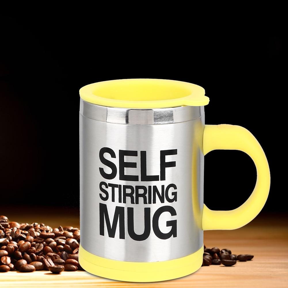 400ml Stainless Steel Electric Automatic Mixing Coffee Cup Self Stirring MugYellow 400ml