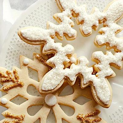 Molde cortador de biscoitos de floco de neve de aço inoxidável, molde para bolo de massa de biscoito para ferramenta de cozimento, moldes de biscoitos de floco de neve de Natal faça você mesmo