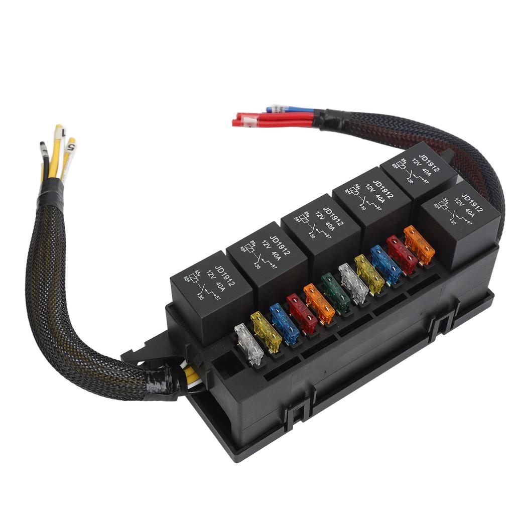 Fuse Relay Box 12V 6 Relay 11 ATC ATO Fuse Waterproof Relay Block Box for Car Yacht Boat