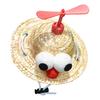 Pet Straw Hat with Bamboo Dragonfly Propeller Mini Woven Straw Hat for Cats Small Dogs Cartoon Cinco De Mayo Sun Cap for Outdoors