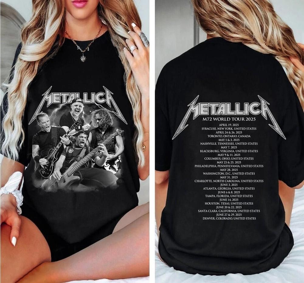 Metallica M72 Мировой Тур 2025 Рок-группа Концертная Футболка S-4XL Унисекс Футболка XL