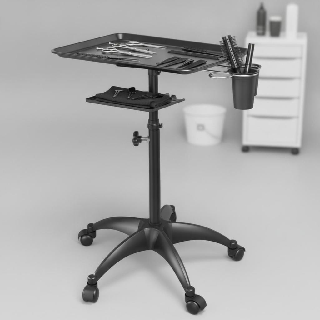Hair Salon Trolley 2-Tier Tray Cart Easy to Clean for Hairdressers