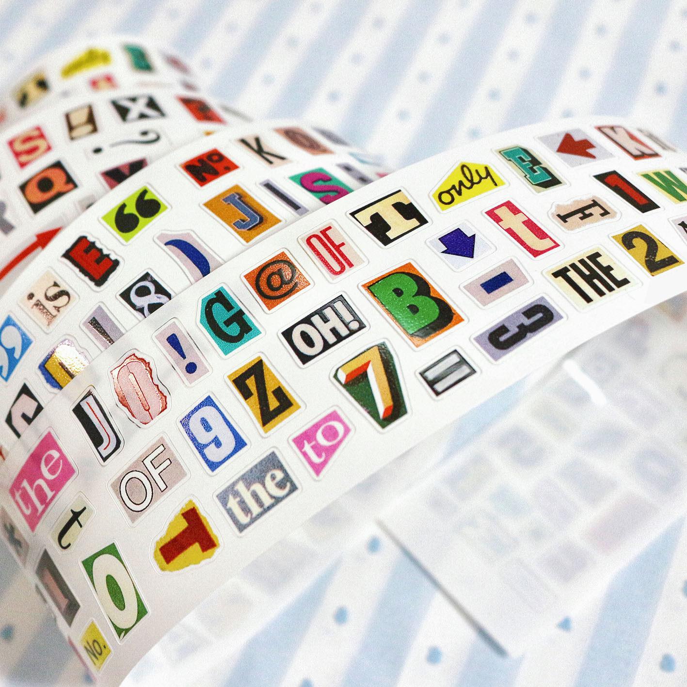 Vintage American Collage Washi Tape - Text Fragments Die-Cut Design for Scrapbooking & Journaling