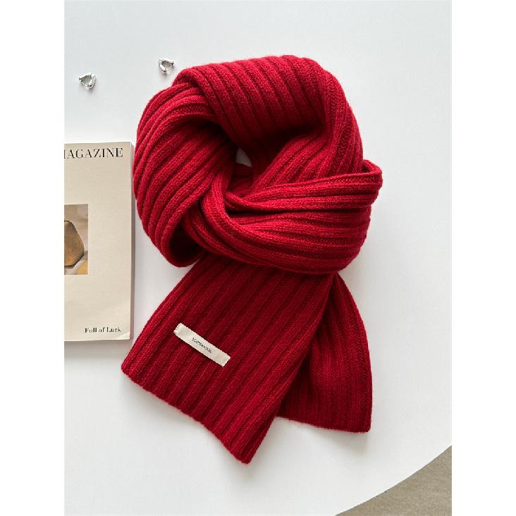 New Knitted Wool Knitted Cashmere Scarf For Women Couples New Versatile Solid Color Scarf Winter