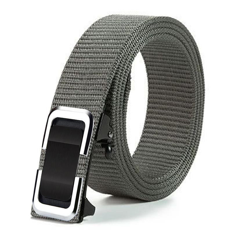 Men'S Toothless Automatic Buckle Woven Canvas Belt Belt Casual Nylon Tactical Pants Belt Military Training Outdoor Belt