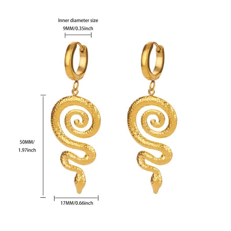 

Ретро Серьги-подвески в виде змеи-ролла из нержавеющей стали с золотым покрытием, нишевые женские серьги, украшения для ушей