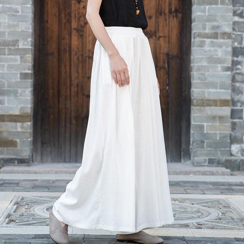 Women's Lightweight Cotton-Linen Wide-Leg Pants for Yoga and Meditation