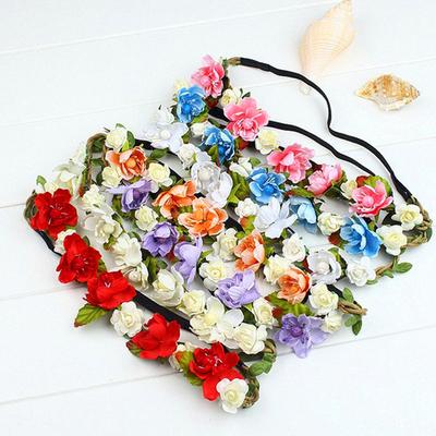 1PC Hair Loop Romantic Silk Flower Wedding Hair Accessories Flower Headband For Women Handmade Head Garland