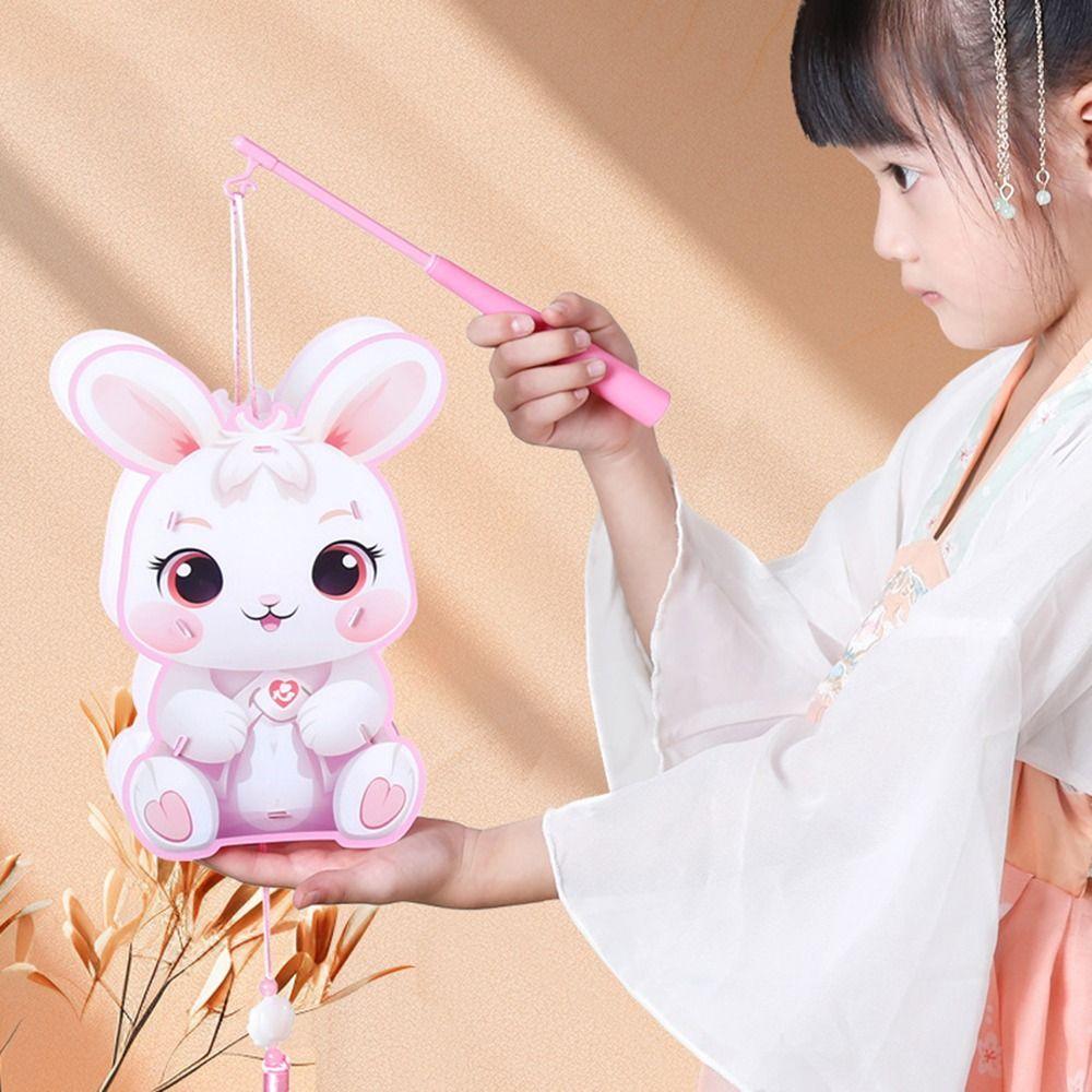 Cute Festival Lantern Material Kits DIY Craft Cartoon Rabbit Lamps  Women
