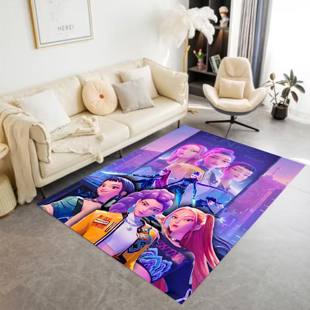 Huntrix: Future Heroes Unite Area Rug Design for Living Rooms Decorate Room Bedrooms Entryway Antislip Carpet Office Home Decor