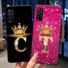 Case For TCL 205 4187D Bumper Black Silicone Shockproof Soft Casing Lucky Exclusive Initial Letter Luxury Crown Pattern Cover