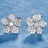 A Pair of Luxurious Geometric Elegant Flower Earrings Designed Specifically for Women, Wedding Engagement Party Jewelry Accessories