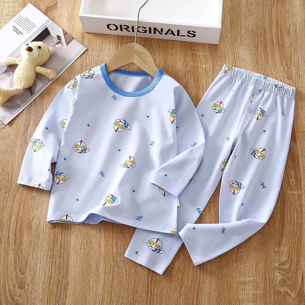 Kids' Autumn Lycra Cotton Pants Set: High-Elastic, Cartoon Print, Soft & Skin-Friendly Home Wear.