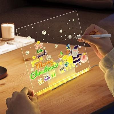LED Light Up Acrylic Message Board Erasable USB Children's Drawing Board DIY Tools for Birthday Gifts Bar Advertising Boards