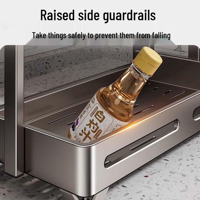 Stainless Steel 3-Tier Spice Rack with Knife Holder