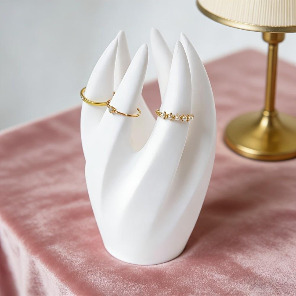 Fingerförmiger Ring-Aufbewahrungsständer Kreativer 3D-gedruckter Schmuck-Ausstellungsständer Einfache Ornamente Halskettenhalter Schminktisch