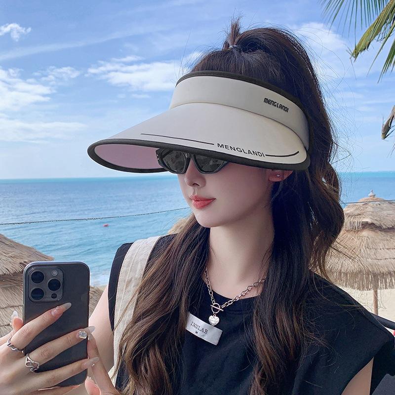 

Новая пустая кепка от солнца с открытым верхом, защита от УФ-лучей, летняя ледяная шелковая виниловая шляпа от солнца, велосипедная шляпа с большими полями от солнца adjustable (55-59cm) бежевый