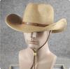 57-62CM Un cappello da cowboy western a tesa larga da uomo e da donna, cappello jazz alla moda, cappello da sole estivo da spiaggia con corda antivento