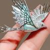 Brooch Pin, 3D Bird Design Lapel Pin with Cyan-Blue Enamel Wings And Translucent Rhinestones, Sparkling Luster Badge for Suits Dresses