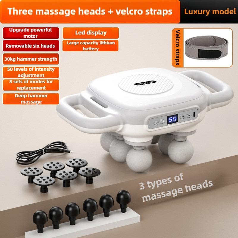 Six-head Fascia Massage Gun Full Body Deep Massage Electric Wireless Massager Home High Frequency Muscle Vibration Relaxation