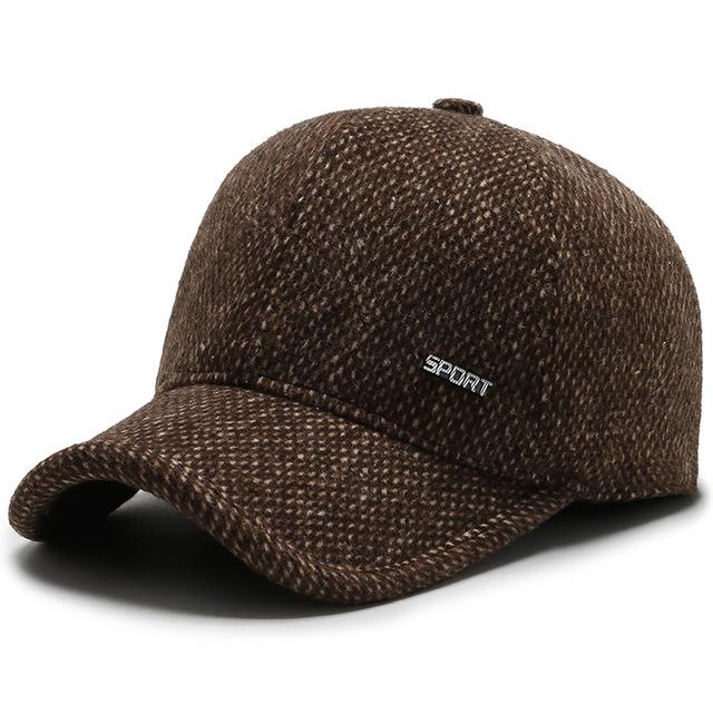 FakeFace Unisex pet met oorbeschermers gevoerde baseballcap heren winter dikke muts caps golf cap pilotenmuts wintermuts windbescherming baseballcap met klep en oorkleppen, zwart1, One size