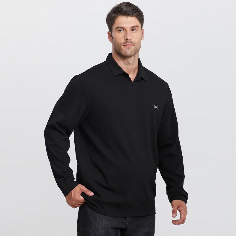 Dibenze Herren Übergröße Faux Layered Polo Sweatshirt