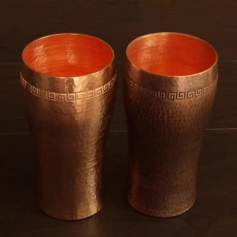Pure Copper Coffee Cup,Handcrafted Engraving Hammer Texture 500 ml Milk Moscow Mule Tumbler Beer Mug,Vintage Tea Water Tableware