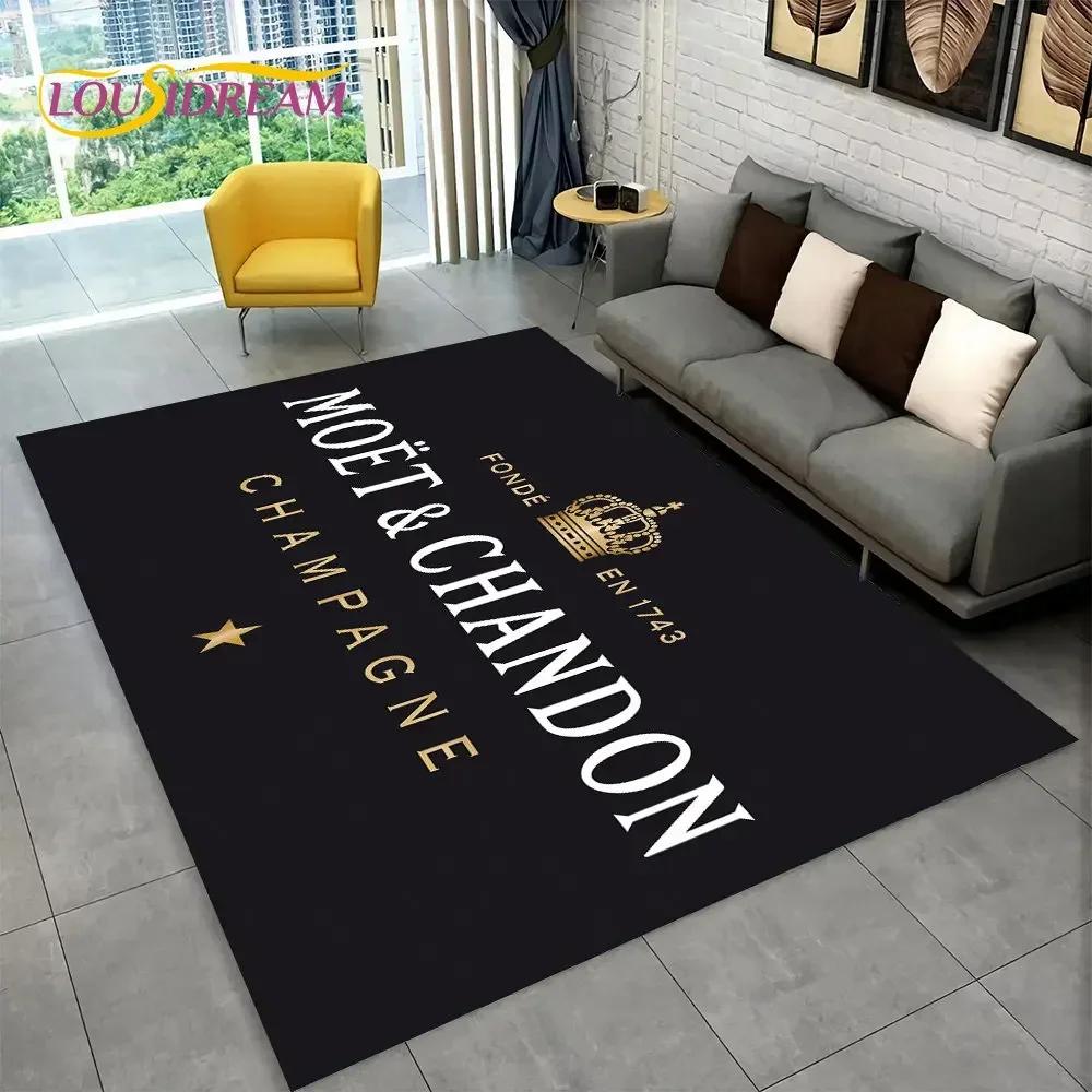 C-Champagne M-Moet & C-Chandon Teppich für Schlafzimmer Wohnzimmer Zuhause Sofa Dekoration, Kinderspiel Große Dekoration Bodenmatte Geschenk