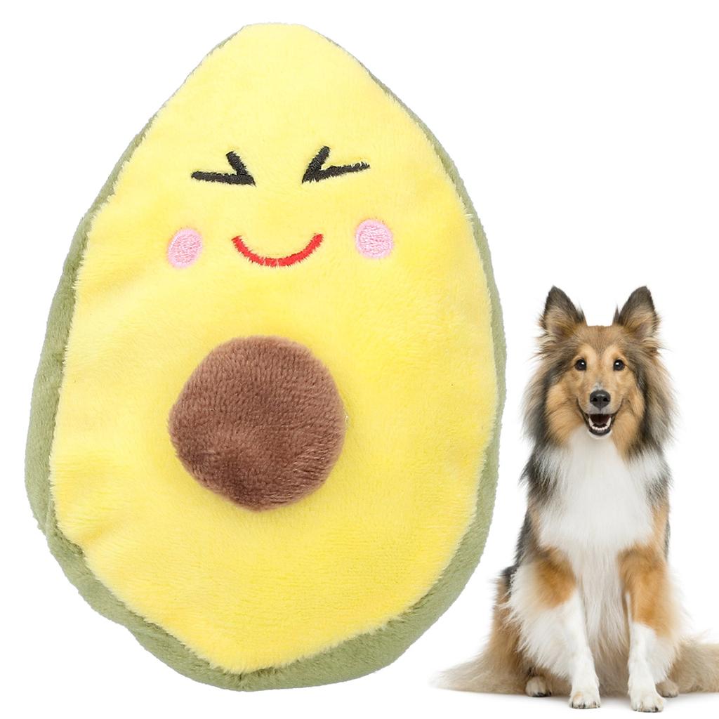 Avocado Shape Pet Chew Toy Plush Dog Playing Teething Toys with Sound for Small Dogs