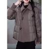 Brown Quilted Coat Women Wool Spliced Loose Warm Winter Puffer