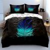 Bright Blue Feather Motif. Bedding Sets Duvet Cover Sets Duvet Covers Pillowcases(1 * Duvet Cover 2 * Pillowcases Without Duvet Insert)