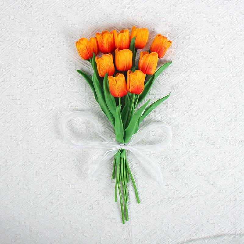 10 Pcs Tulips Simulated Flower Wedding Fake Flower Bouquet Shooting Props Home Living Room Decoration PU Simulated Flower