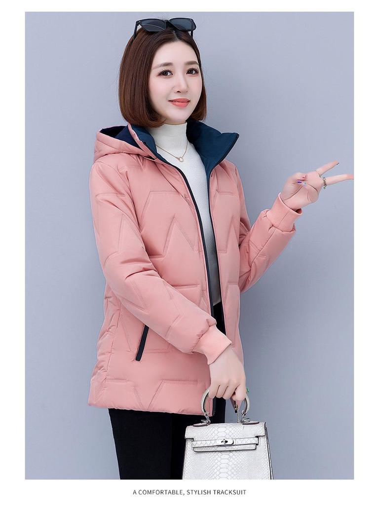 2024 Damska Zimowa Bawełniana Kurtka z Podszewką z Polaru: Ciepły, Pogrubiony, Krótki Styl na Wietnamski Nowy Rok