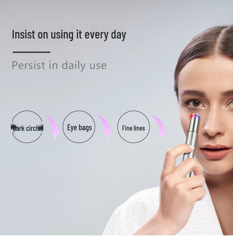 Elektrischer Augenmassagegerät mit Ionentherapie - Reduziert feine Linien, strafft und liftet, Farblicht-Schönheitsstift