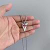 Hip-hop Personality Red Drip Glaze Sliver Color Shark Tooth Pendant Necklace Earrings for Women Men Punk Couples Jewelry Sets