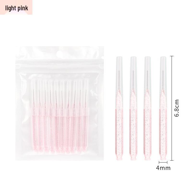 Crystal Rod Interdental Brushes 10pcs - Portable Disposable Straight Brushes for Teeth & Eyebrows