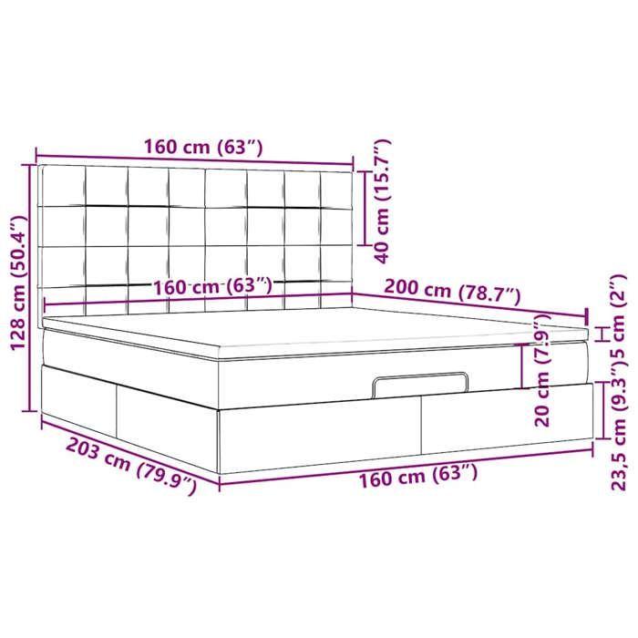 VidaXL Ottoman Bed Frame with Blue Mattress 160x200 Cm Fabric 3313174