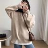 Women Casual Warm O-Neck Soft Knitted Sweater Autumn Winter Long Sleeved Loose Pullovers Fake Two Pieces