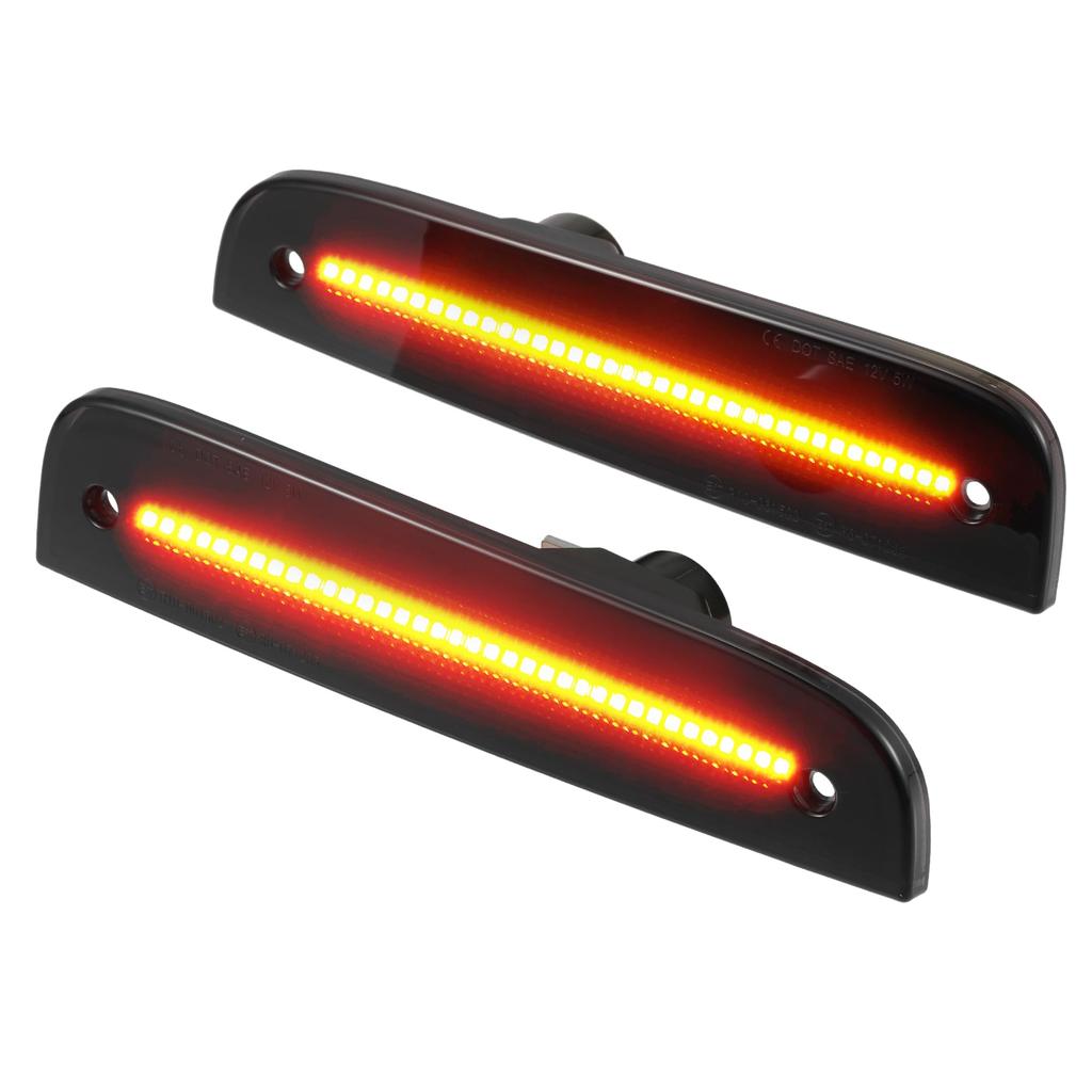 ABSOPRO CH2551 118 LED Side Marker Front Driver and Passenger Turn Fender Side Marker Lamps for Jeep and Black Lens Amber 1 Pair Lights, Signals,