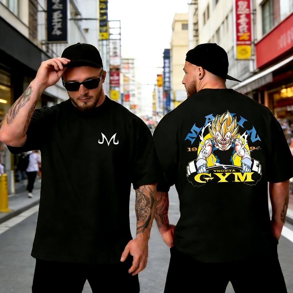 Black Plus Size Summer Tshirt Dragon Ball Anime Print Men Women Casual Parent Child Top Harajuku Style Y2K Street Fashion