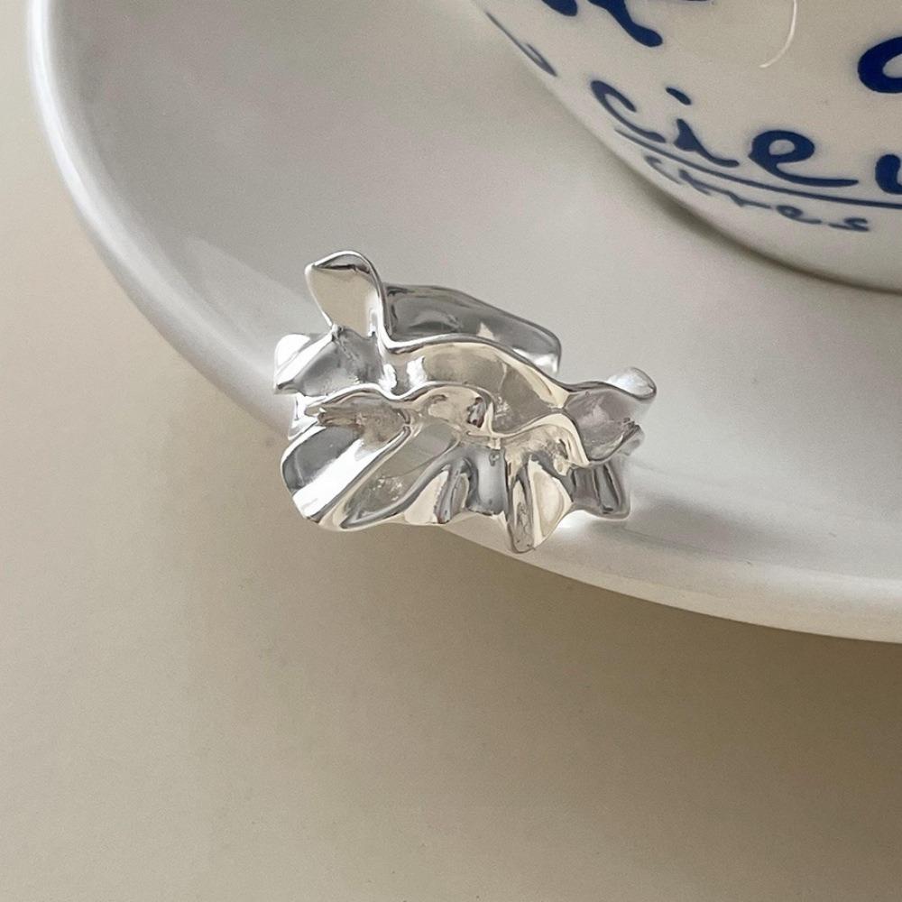Brushed Plain Ring, Female Niche Light Luxury, High Sense, Irregular Index Finger Ring, Can't Lose Color, Ring Tide