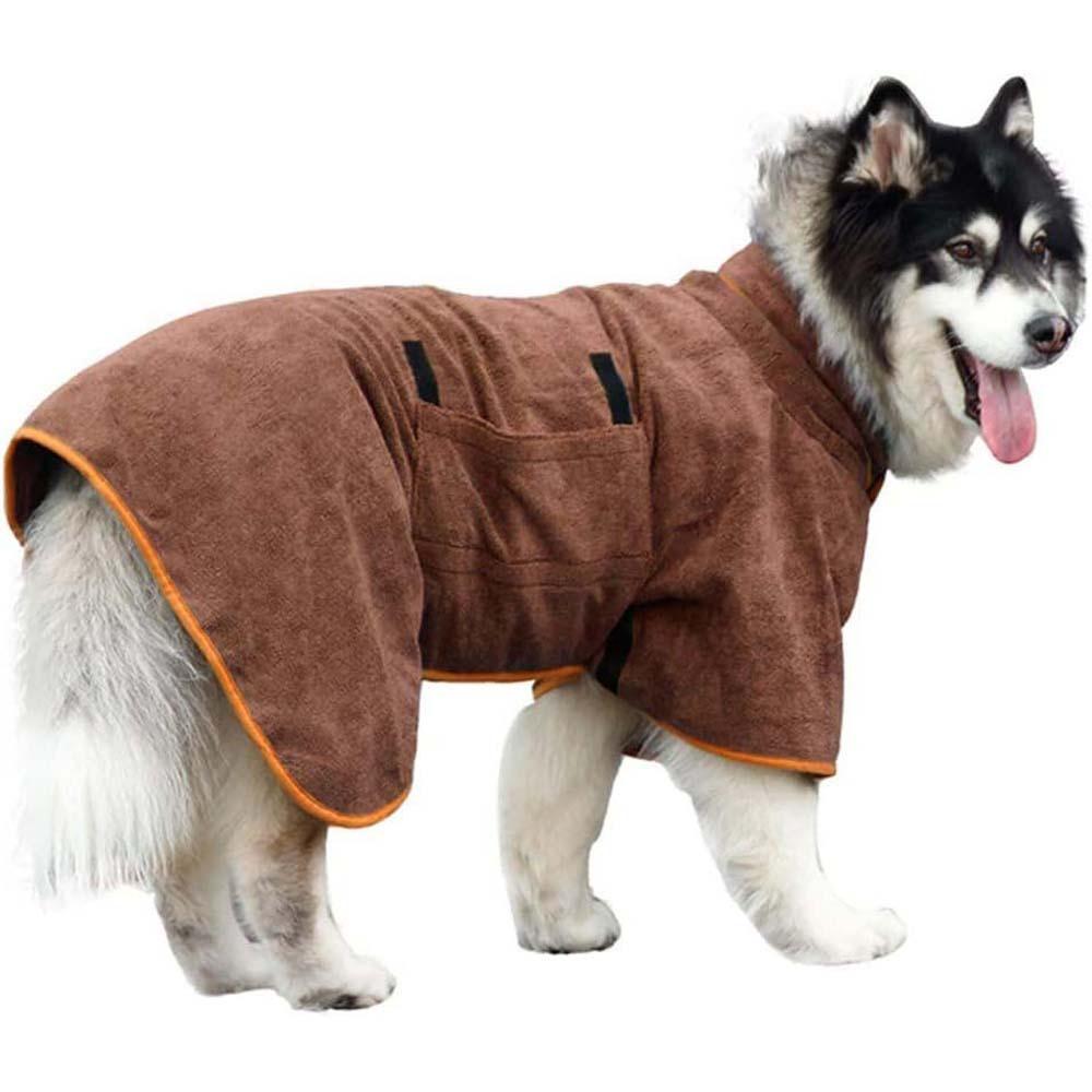 Absorbent Dog Bathrobe Quick Drying Dog Clean Washcloth Soft Dog Bath Towel  Dog Cat Pet Products S Length 60cm коричневый